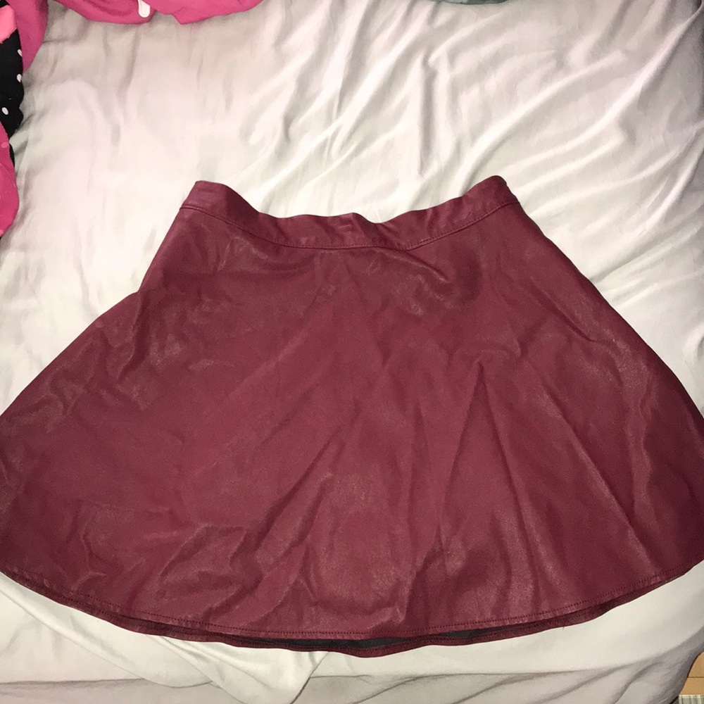 Abercrombie & Fitch Red leather skater skirt